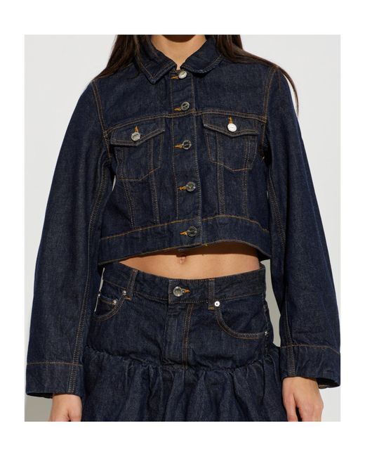 Ganni Blue Cropped Denim Jacket