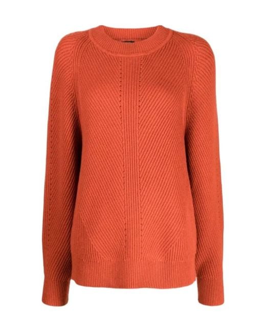 Joseph Orange Crew-Neck Knitted Sweater