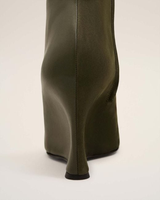 AMI Green 90Mm Wedge Leather Boots