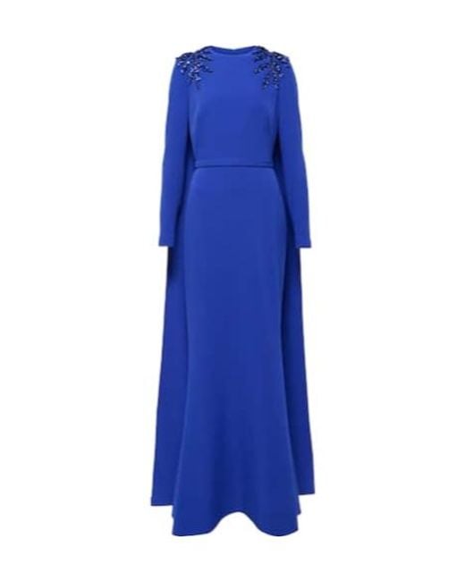 Safiyaa Blue Ginevra Embellished Caped Gown