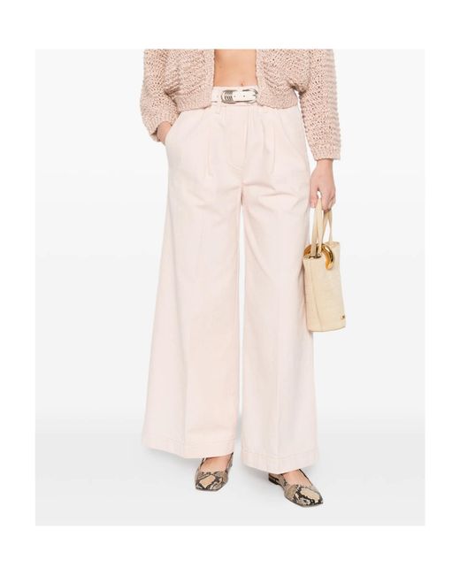 Forte_forte White Elastic Waist Casual Pants
