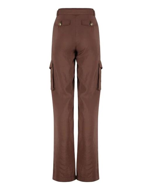 Versace Jeans Brown Couture Crinkled-Finish Belted Cargo Pants