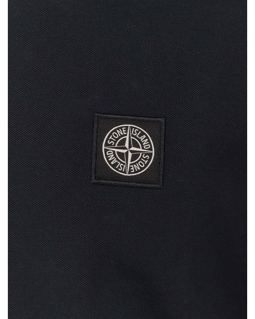 Stone Island Blue Logo Patch Short-Sleeved Polo Shirt for men