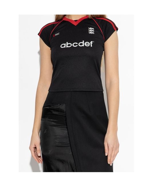 Vetements Black Letter Print V-Neck Top