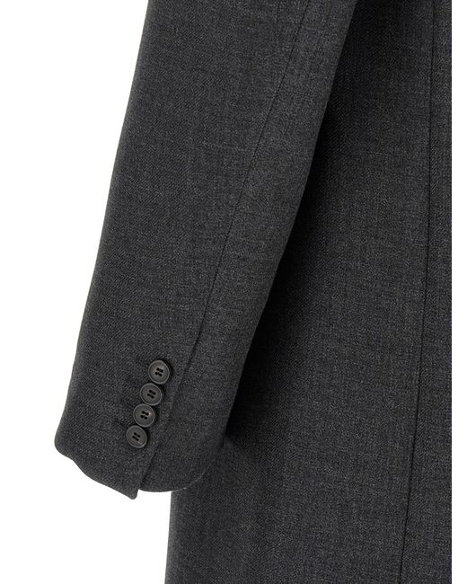 Dries Van Noten Black Double-Breasted Tailored Coat for men