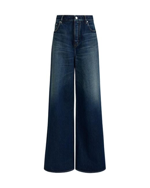 Alaïa Blue High-Waisted Wide-Leg Jeans