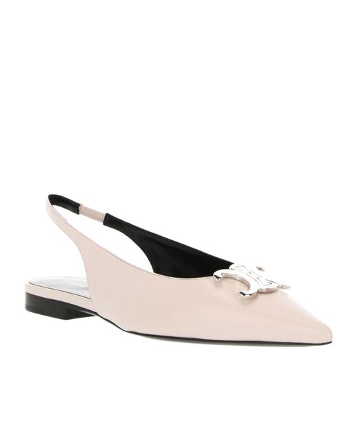 Céline White Alma Triomphe Flat Slingback