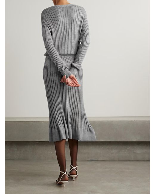 Proenza Schouler Gray Eden Ribbed Wool Blend Dress