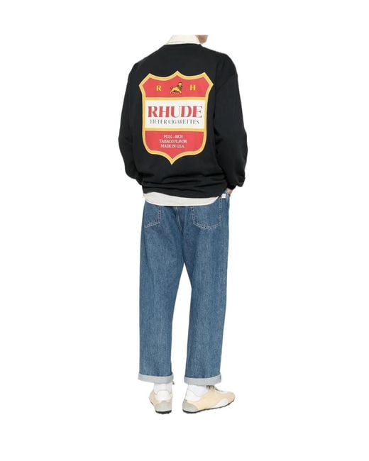 Rhude Black Logo Printed Crewneck Sweatshirt for men