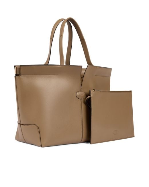 Tod's Natural Logo Debossed Medium Tote Bag