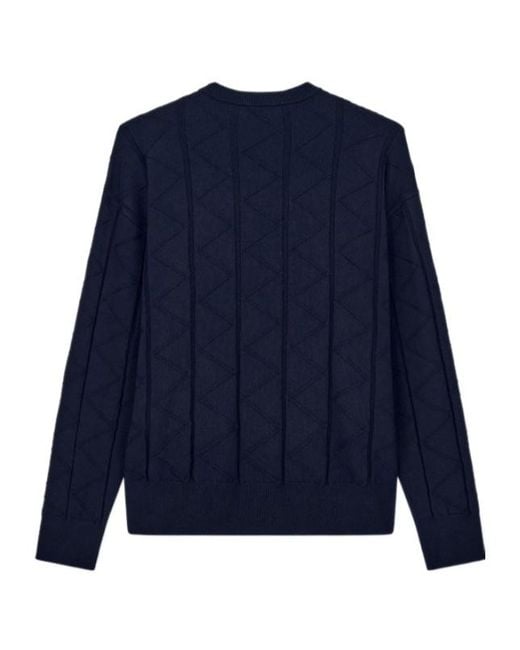 Giorgio Armani Blue Sweater Regular Fit Chevron Virgin Wool for men