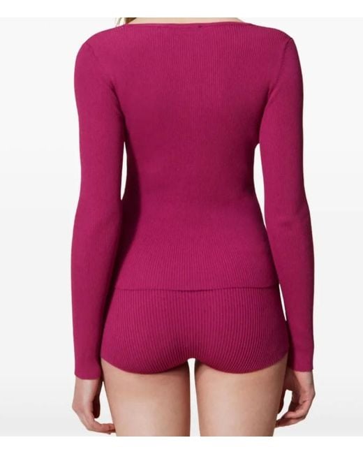 Twinset Pink Ribbed-Knit Jumper