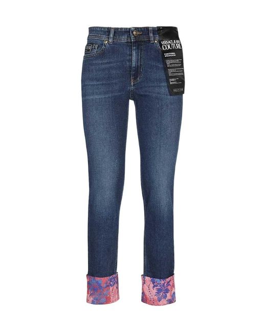 Versace Jeans Blue Couture Floral Pattern Jeans