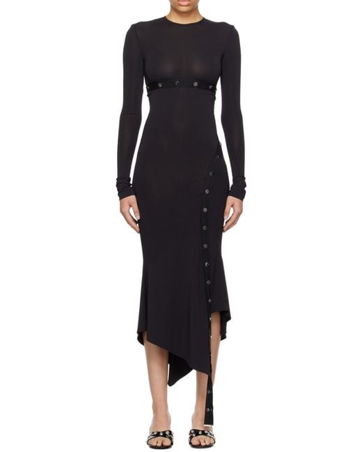 The Attico Black The Asymmetric Convertible Long-Sleeved Midi Dress