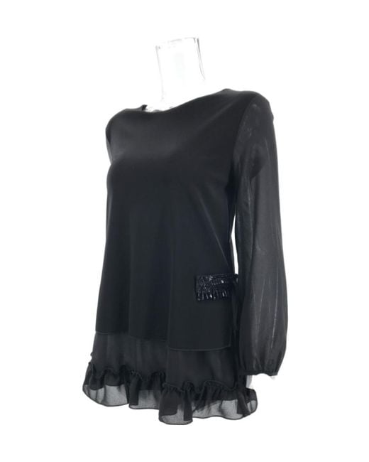 Max Mara Black Round-Neck Long-Sleeved Blouse