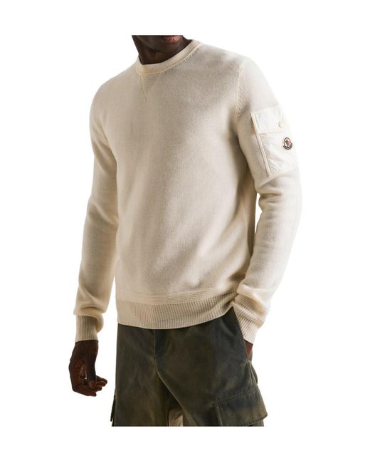 Moncler White Crew Neck Jumper for men