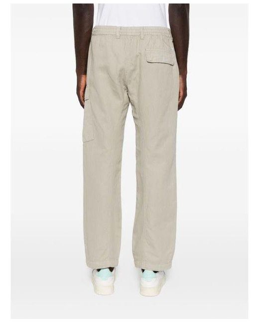 C P Company White Elasticated Lens Cargo Pants for men