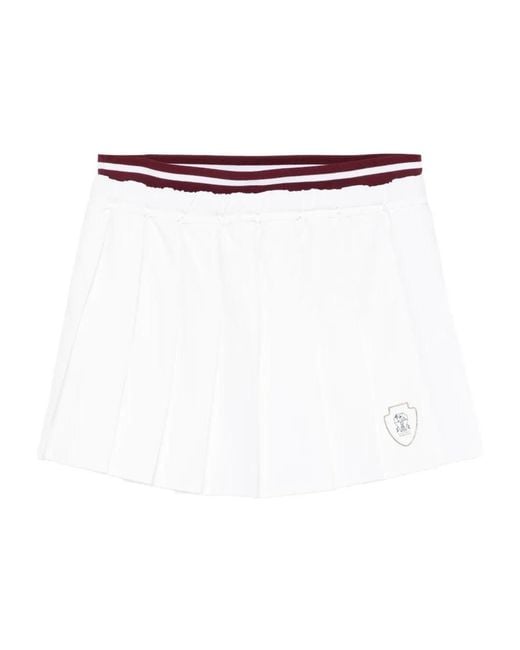 Brunello Cucinelli White Striped Pleated Skirt