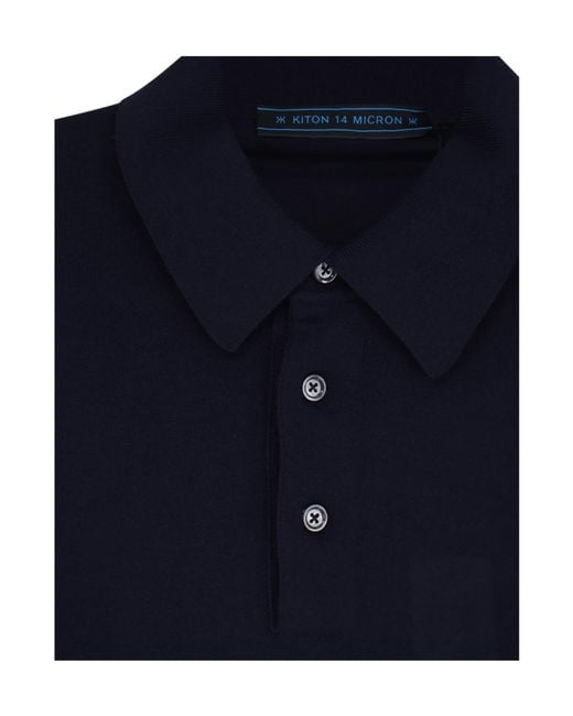 Kiton Blue Ciro Buttoned Polo Shirt for men