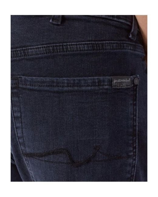 7 For All Mankind Blue Straight-Leg Jeans for men