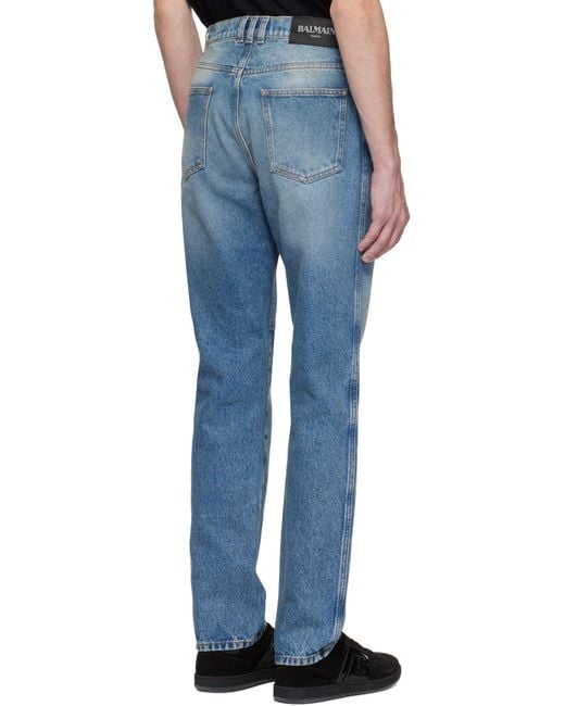 Balmain Blue Regular-Fit Denim Jeans for men