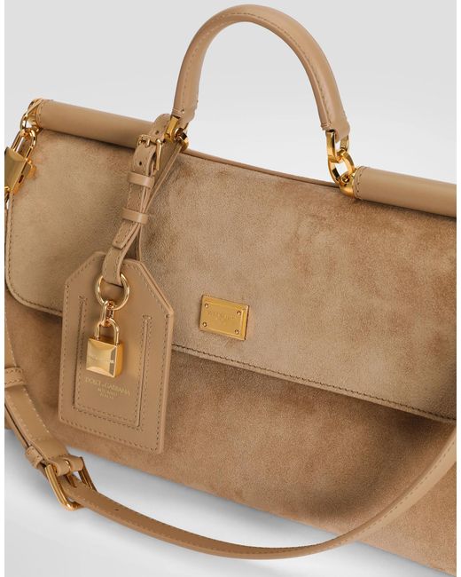 Dolce & Gabbana Natural Medium Sicily Foldover Top Tote Bag