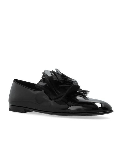 Dolce & Gabbana Black Flower Patch Loafers for men