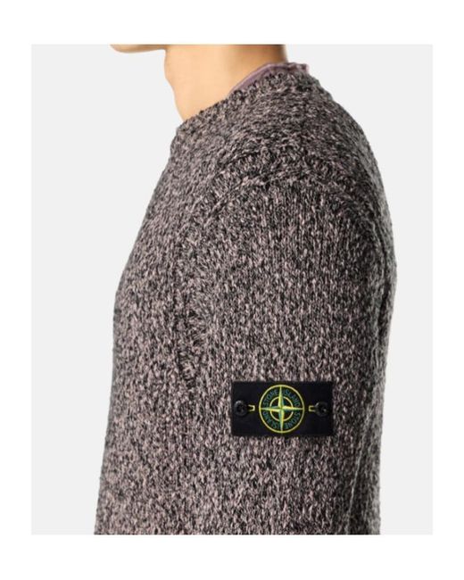Stone Island Gray Textured Crew-Neck Knitted Sweater for men