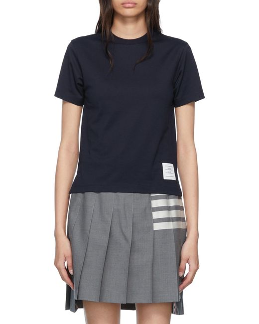 Thom Browne Blue Logo Patch Crewneck T-Shirt