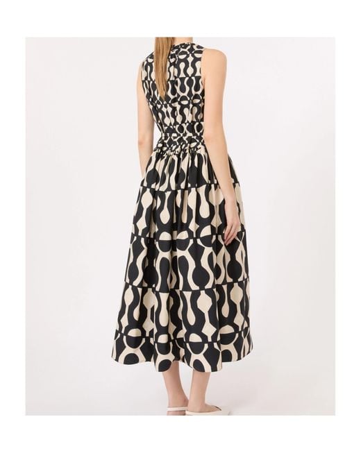 Max Mara White Printed Cotton Poplin Dress