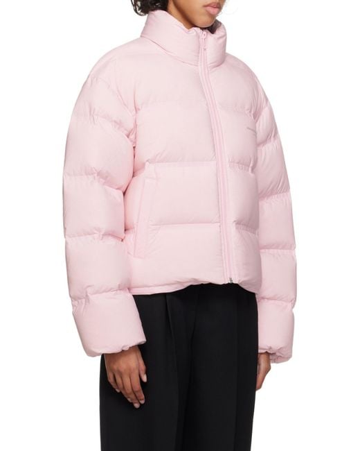 Alexander Wang Pink Logo Printed Zip-Up Puffer Jacket