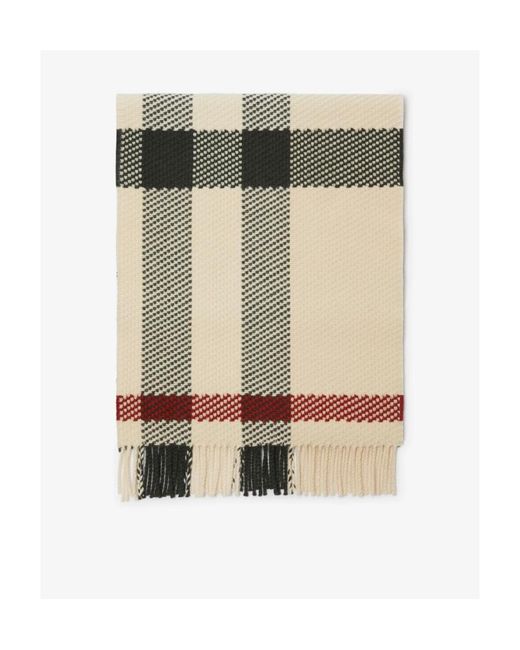 Burberry Multicolor Check-Pattern Fringed-Edge Scarf for men