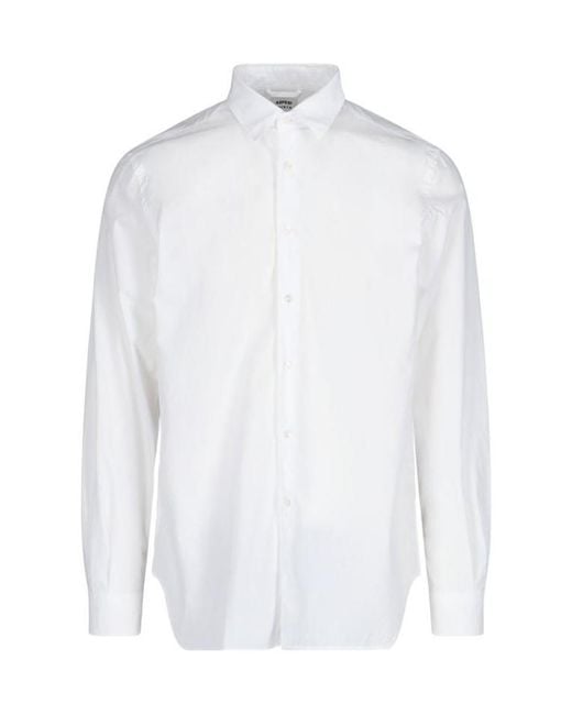 Aspesi White Straight-Point Collared Buttoned Shirt for men