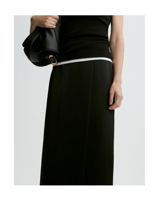 By Malene Birger Black Pacia Satin-Effect Midi Skirt