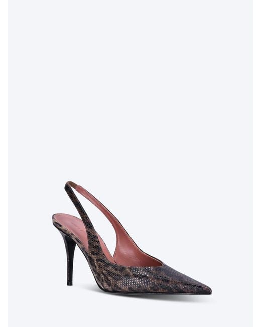 AMINA MUADDI Brown Snake Print High-Heeled Sandals