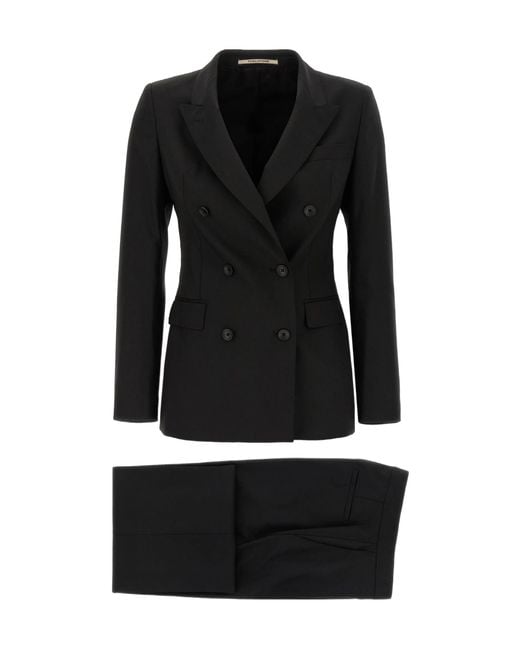 Tagliatore Black Double-Breasted Two-Piece Suit Set