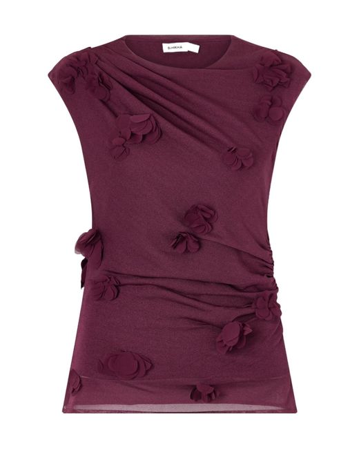 Jonathan Simkhai Purple Sleeveless Floral Top
