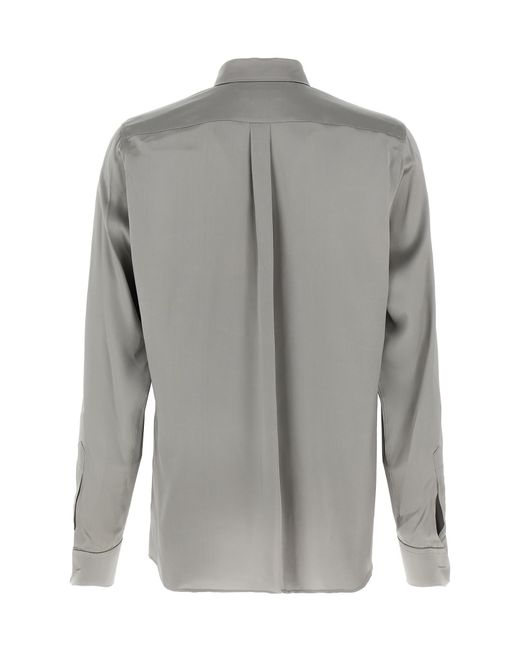 Dolce & Gabbana Gray Curved Hem Satin Shirt for men