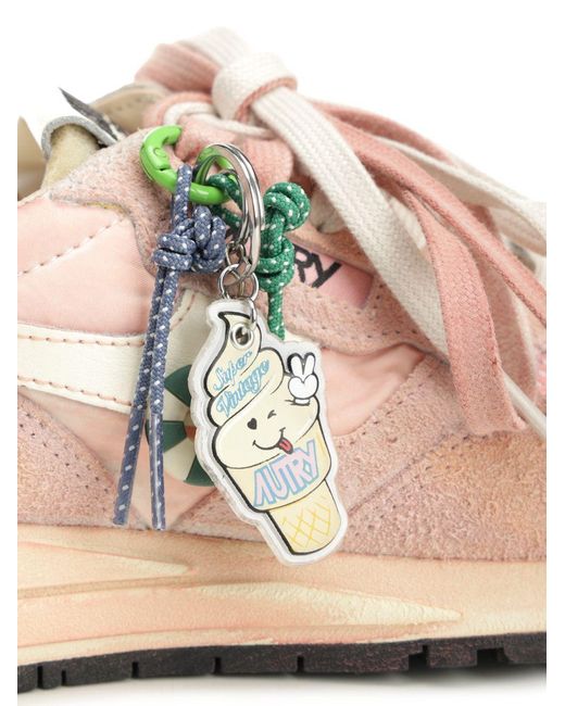 Autry Pink Reelwind Super Vintage Lace-Up Sneakers