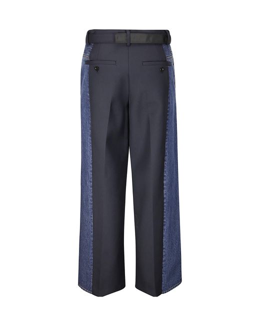 Sacai Blue Colourblocked Pants