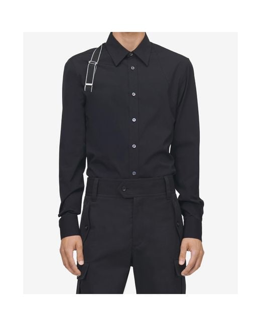 McQueen Blue Harnes Long-Sleeved Shirt for men