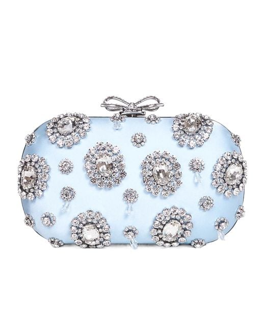 Self-Portrait Blue Embellished Clutch Bag