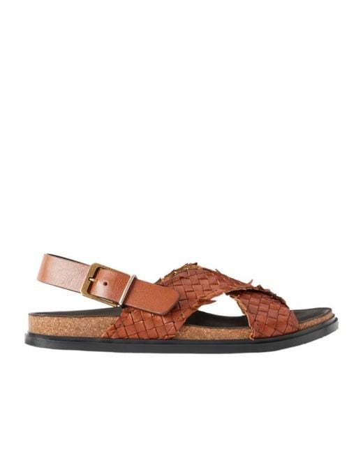 The Row Brown Buckle Flat Sandals
