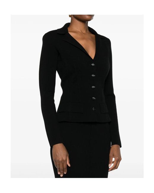 Elisabetta Franchi Black Button-Fastening Fitted Jacket