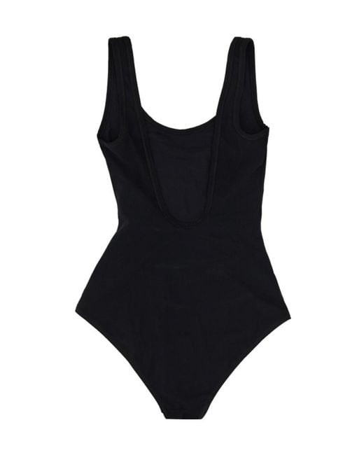 Jil Sander Black Logo Printed One-Piece Swimsuit