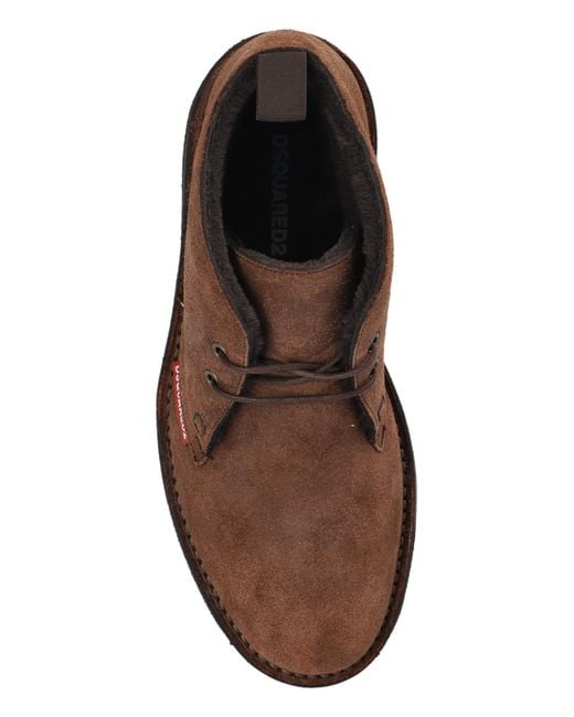 DSquared² Brown Round-Toe Ankle Boots for men