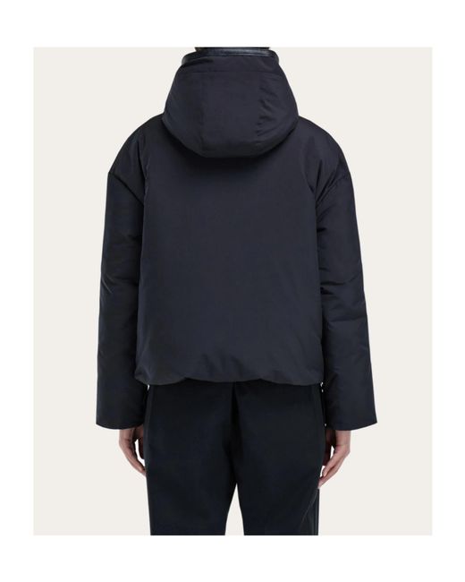 Ferragamo Blue Ferragamo Zip-Up Hooded Padded Jacket