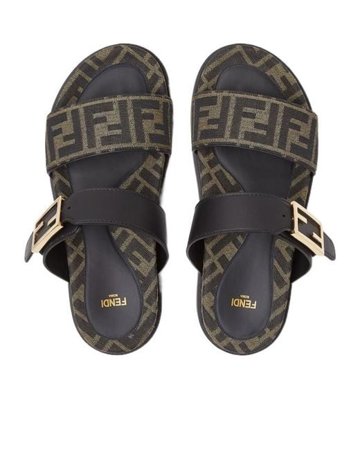 Fendi Black Feel Slip-On Slides