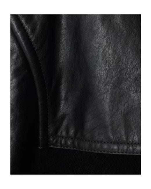 Burberry Black Panelled Leather-Wool Jacket for men