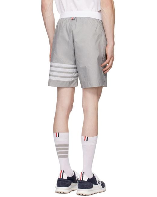 Thom Browne White Bar Stripe Detailed Shorts for men